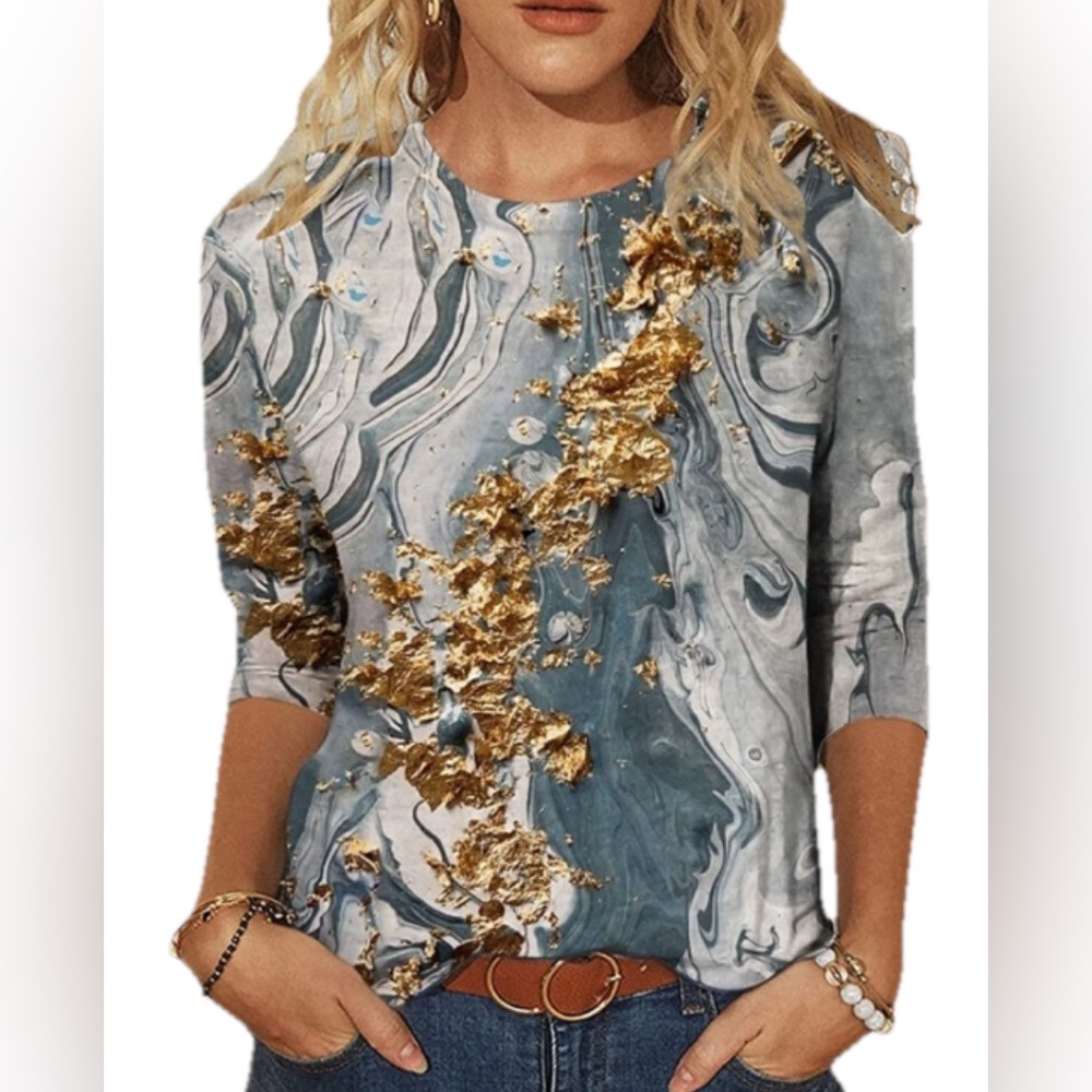 Marble Print Tunic Top 2X